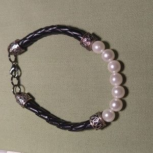 Vintage Leather Beaded Bracelet